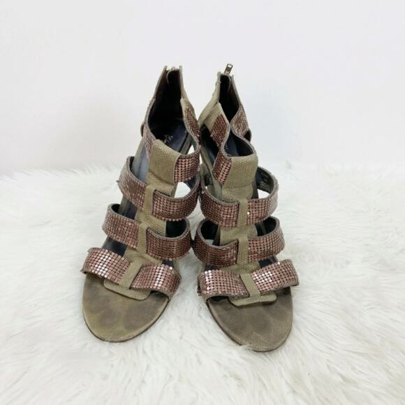 Elizabeth and James Sequin Strap Wedge Sandals Size 10 Women’s Glam Boho Chic - Picture 8 of 10